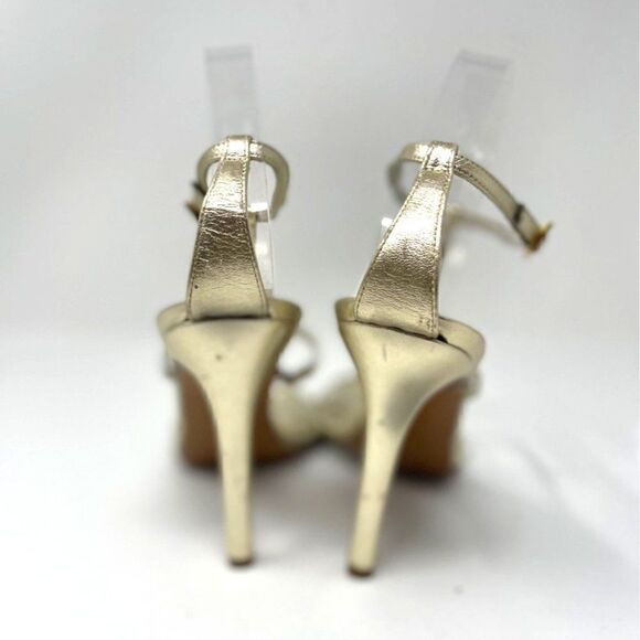 Stuart Weitzman Glotriple Gold strappy heels US 8.5M BoxU jeweled - Picture 6 of 8